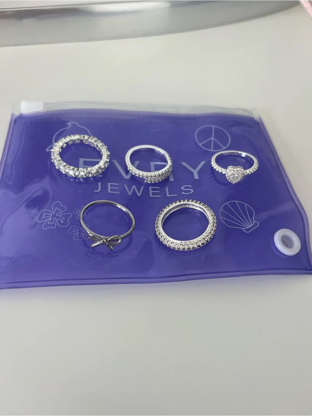 Set of 5 Silver Rings - Evry Jewels